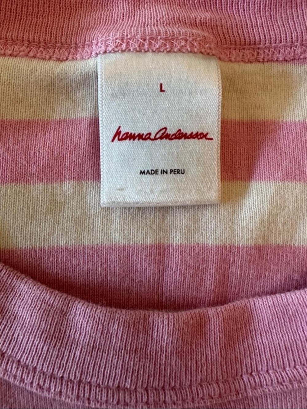 Hanna Andersson Pink Cream Striped Cotton Long Sleeve Top L Preppy Scandinavian - Picture 4 of 7